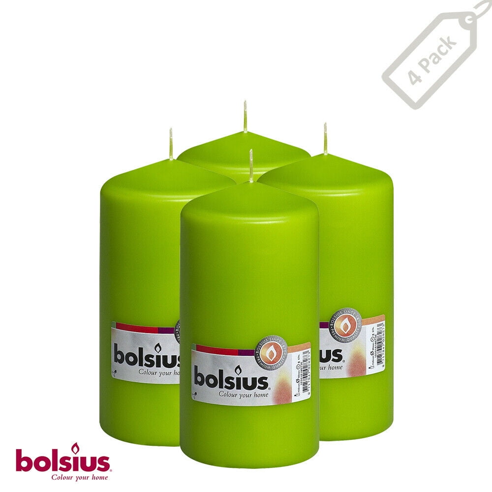 Bolsius 3 X 6" Lime Green Pillar Unscented Smokeless Holiday Candles
