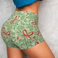 thumbnail image 4 of Logiee leaves bows Print Women's Biker Shorts,Workout Gym Shorts,Scrunch Shorts,Tummy Control Hidden Scrunch Running Yoga Shorts-Medium, 4 of 8