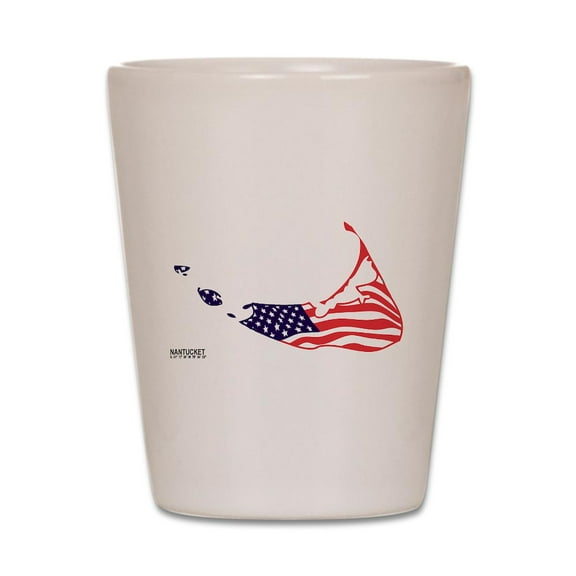 CafePress - Nantucket Island MA Map Design - White Shot Glass, Unique and Funny Shot Glass
