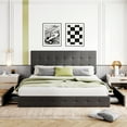 thumbnail image 3 of Sha Cerlin Dark Grey King Fabric Platform Bed Frame with 4 Storage Drawers & Adjustable Headboard, Adult, 3 of 8