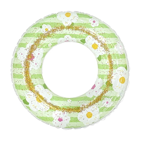 Inflatable Pool Float&Pool Floats Adult,Floral Sequin Inflatable Swim Ring 30 Inch, Extra Thick Anti-Roll PVC Pool Float With Handles For Adult Beach Pool Swimming Photography