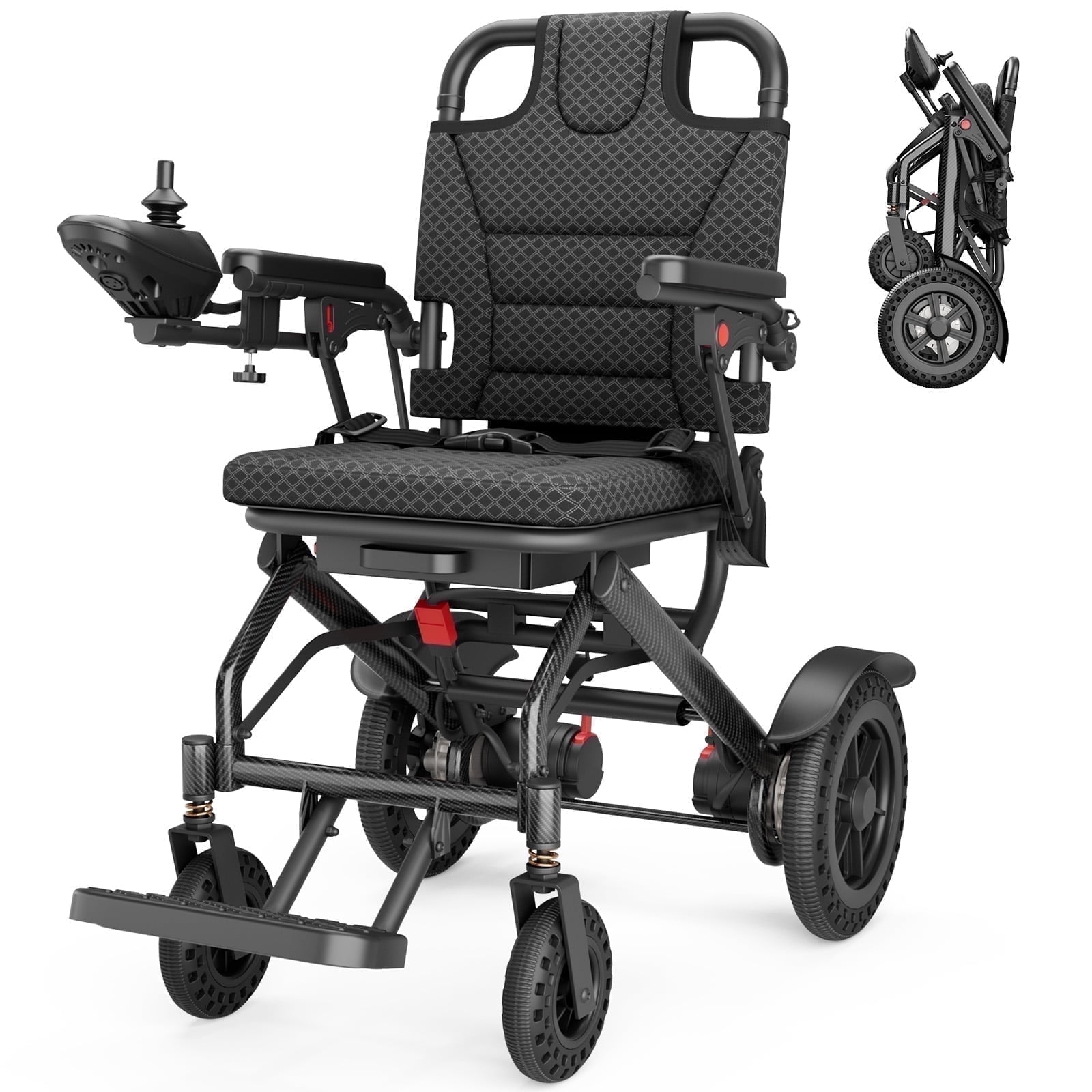 XUTUMM Lightweight Foldable Electric Wheelchair, Waterproof Circuit Design，Hospitals, Emergency Centers, Fire, Emergency Ambulance