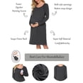thumbnail image 2 of Ekouaer Women Maternity Nightgown Labor Delivery Nursing Gown Hospital Breastfeeding Dress Button Down Long Sleeve Sleepwear, 2 of 6