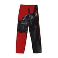 thumbnail image 3 of Lsque Black Dog Red Background Print Men's Pajama Pants, Lounge Pant - Comfortable Home Wear,Elastic Waistband, Stylish Design-Large, 3 of 9