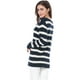 thumbnail image 4 of INSPIRE CHIC Suéter de rayas túnica con hombros descubiertos y cuello redondo para mujer Azul XL, 4 of 6