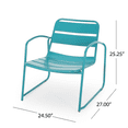 thumbnail image 3 of Tcbosik Set of 2 Outdoor Chairs, Modern Dining Chair, Metal Armchair for Patio, Deck, Garden, Yard, Teal, 3 of 11