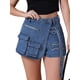 thumbnail image 1 of Falda de mezclilla para mujer INSPIRE CHIC, skort con cremallera decorativa, estilo Y2K, cintura alta, falda corta de mezclilla falsa, M azul, 1 of 6
