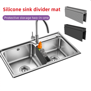 Velovyo Sink Divider Sink Saddle Mat Strong Suction Sink Protector Kitchen Sink Mat No Smell Never Stain Super Soft Ultra Thin Durable
