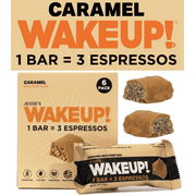 WAKE UP! Caffeinated Caramel Crunch Protein Bars: Gluten Free 250mg Plant Based Caffeine Kosher Energy Boost Clarity Focus (1 Bar = 3 Espressos) 6 ct