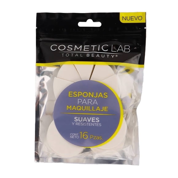 Esponjas para maquillaje Cosmetic Lab Total Beauty suaves y resistentes 16 pzas