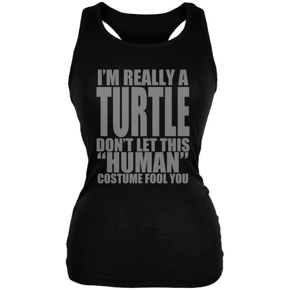 Halloween Human Turtle Costume Juniors Soft Tank Top Black SM