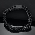 thumbnail image 4 of QQTDFG 13/16mm Heavy Gold Black Silver Color Stainless Steel Curb Chain Men Bracelet-Black-13mm-9.5 inches bracelet, 4 of 4
