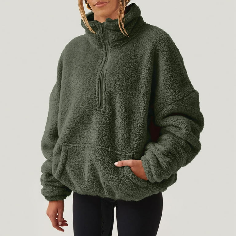 Fashion High Neck Zipper Long Sleeve Plush Sweatshirt Fashion High Neck Zipper Long Sleeve Plush Sweatshirt