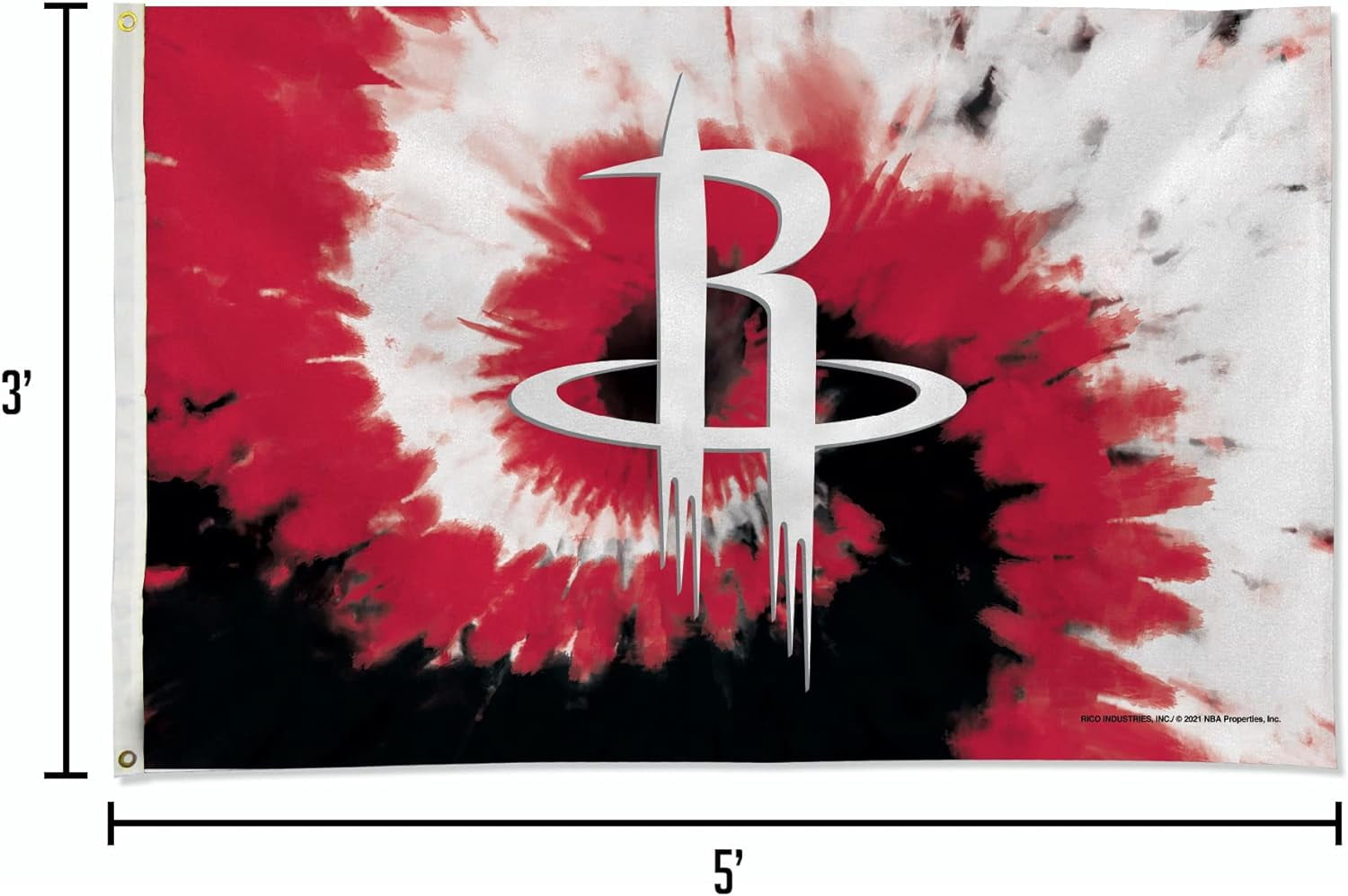 Houston Basketball Rocket's Bold Tie Dye Design 3x5 Indoor/Outdoor Banner Flag