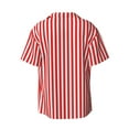 thumbnail image 4 of Balery Red And White Stripes Men's Casual Button Down Shirt Short Sleeve Textured Summer Cuban Beach Shirts-X-Large, 4 of 7