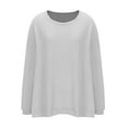 thumbnail image 6 of Womens Oversize Tops Solid Color Long Sleeved Knitted Hollow Out Round Neck Gray Outfits Cute Trendy Clothes 2025, 6 of 8