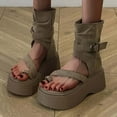 thumbnail image 2 of Open-Toed High-Top Sandals for Women, Thick Sole, Suede Upper, Toe Clip Design, Streetwear Style, Spring Summer Wear, 2 of 7