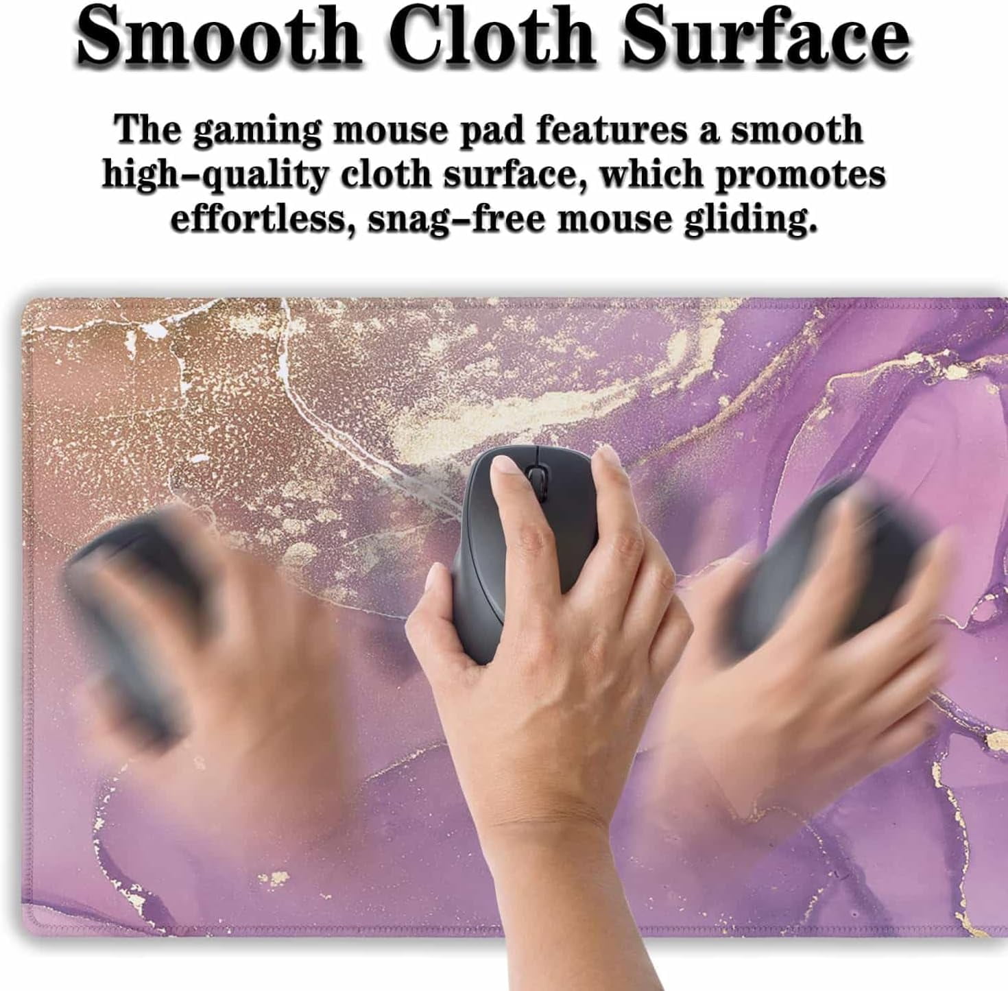 Gaming Mouse Pad Purple Mat, XXL Mousepad Gaming Mouse Pad for Women Desktop Mats, Office Pad Non-Slip Rubber Base Waterproof with Stitched Edges, 35.4 X 15.7 inch for Work/Game/Office/Home