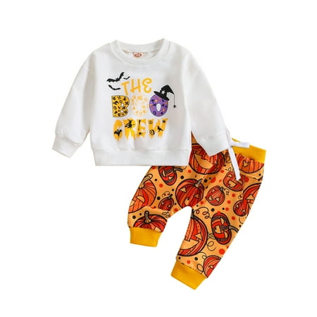 

Baby Outfits Toddler Baby Boys Girls Long Sleeve Cartoon Pumpkin Prints Tops and Pants Child Kids 2PCS Set Outfits Pumpkin All Saints Day(Color:White Size:6-12 Months)