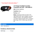 thumbnail image 2 of Left Halogen Headlight Assembly - Compatible with 2004 - 2006 BMW X3 2005, 2 of 2