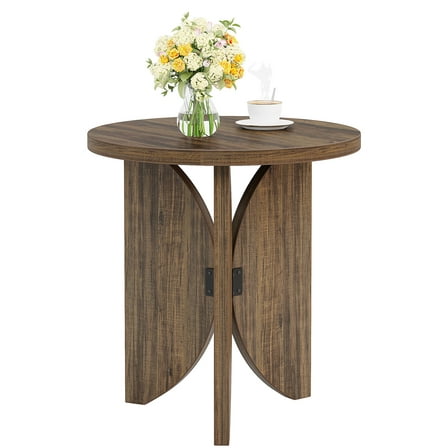 Wood End Table, Round Side Table Chairside Snack Table