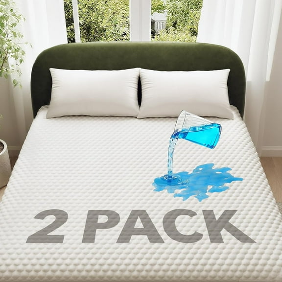 Waterproof Mattress Protector Fitted Sheet Twin Size 2 Pack with Deep Pockets and Cooling Soft Fabric