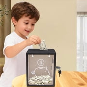 Clear Piggy Bank with Lock, Large Money Saving Jar, Penny Piggy Bank Box Container for Cash Saving, Openable Money Coin Change Bank for Adults Kids Boys Girls