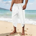 thumbnail image 2 of Mens Casual Soft Linen Long Shorts Knee Length Sport Running Lounge Work Shorts Capri Pant Linen Pants Men Beach, 2 of 5