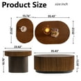 thumbnail image 6 of Shaiailed Oval Coffee Table Set of 2 Modern Wave Stripe Wooden Fluted Center Table Solid Wood Pedestal Side Table Tea Table for Living Room Bedroom Dark Brown, 6 of 8