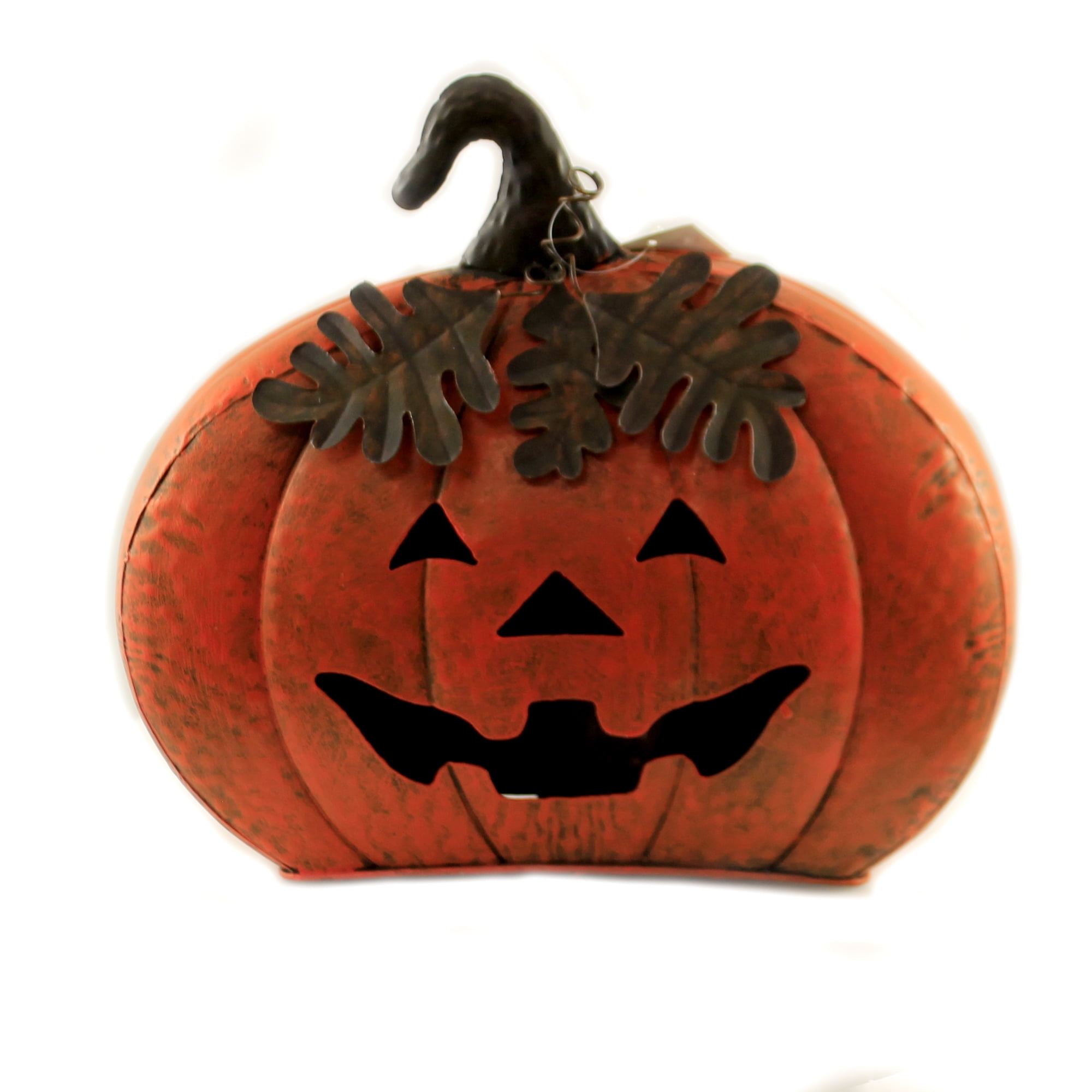 Halloween Galvanized JackOLantern Metal Metal Tea Light Up Pumpkin