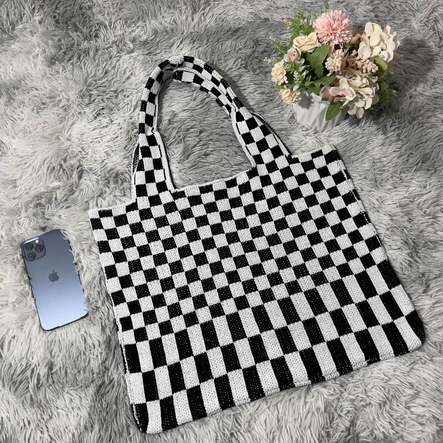Kukuzhu Y2k Aesthetic Tote Bag Aesthetic Y2k Bag Crochet Tote Bag Aesthetic Tote Bags Aesthetic Y2k Purse
