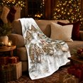 thumbnail image 3 of Snowy Mountain Village Chalets Holiday Scene Wrapped Presents, Peaceful Mountain Lake Scene, Warm Flannel Blanket for Cabin and Lodge, Outdoor Lovers Camping Gift, Festive Home Decor, 3 of 9