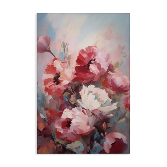 Stupell Industries Red & White Anemones Botanical & Floral Painting Gallery Wrapped Canvas Art Print Wall Art, 16 x 24