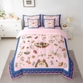 thumbnail image 2 of Homewish Teens Chic Floral Mushroom Bedding Comforter Set 7pcs,Ladybug Moth Dragonfly Queen Bedding Sets Super Cozy,Exotic Style Queen Sheet Sets,Ultra Soft Home Decor,Reversible, 2 of 8