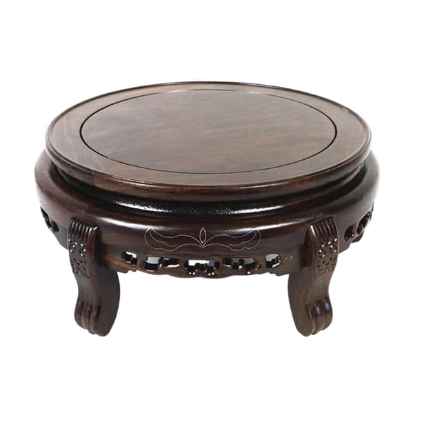 Bandeja circular for bonsái, soporte portátil de madera for macetas, ideal for decoración del hogar y la oficina.