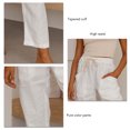 thumbnail image 3 of Pantalones cónicos para mujer con bolsillos laterales con cordón y pantalones holgados informales de color liso, 3 of 5