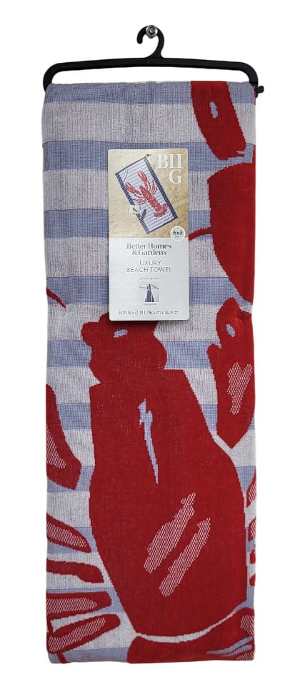 Better Homes & Gardens Coastal Lobster Striped Cotton-Blend Beach Towel