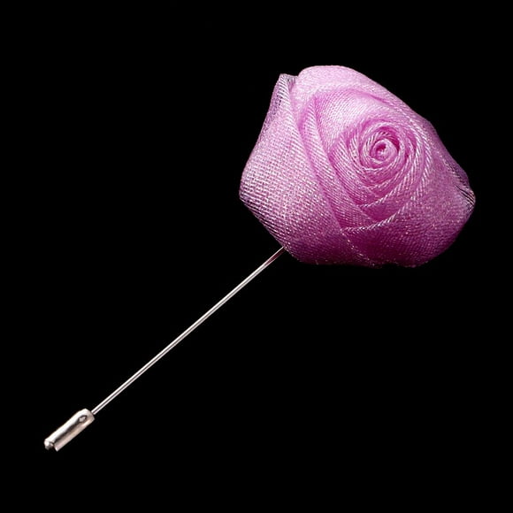 Lapel Flower Pin Fabric Boutonniere Stick Brooch Handmade Men's Lapel Rose Pin