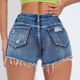 thumbnail image 5 of UDAUDU Women's Shorts Jeans Y2k Summer Vintage Low Rise Ripped Distressed Skinny Cute Mini Denim Shorts Dark Blue XL, 5 of 5