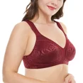 thumbnail image 3 of Wingslove Women's Full Coverage Plus Size Bra Non Padded Wireless Minimizer Bra, Wine Red 44B, 3 of 8