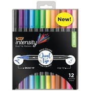 BIC Intensity Fineliner Marker Pen 2-in-1 Dual Tip Assorted Colors, 12 Count