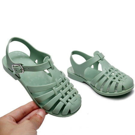 

Dianli Toddler Sandals Lightweight Breathable Children Sandals Girls Boys Soft Princess Shoes Candy Jelly Beach Roman Slippers Green for Boys and Girls(Little Kid/Toddler) Toddler Sandals 27