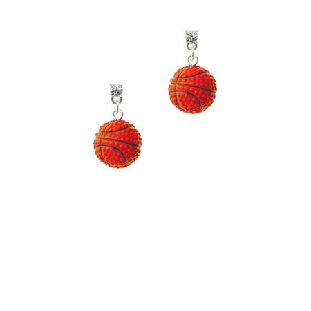 - Resin Basketball Clear Crystal Post Earrings