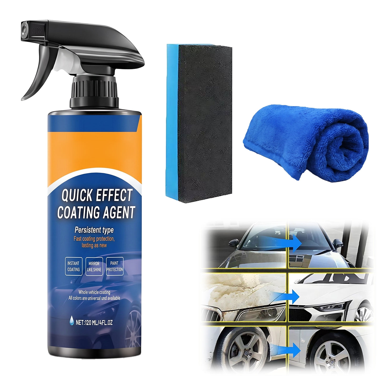 Choimix Car Polish Spray, Quick Effect Coating Agent, Waterless Wash & Scratch Remover, Paint Protection for Cars, Boats & More(1PC)