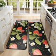 thumbnail image 4 of Kitchen Rugs Sets Of 2,Red Strawberry Plants Fruit Leaf Black Pattern Anti Fatigue Kitchen Mat Rugs Non Slip Washable,Decorative Kitchen Floor Mats for Kitchen,Sink,Laundry,17"x47"+17"x47", 4 of 5
