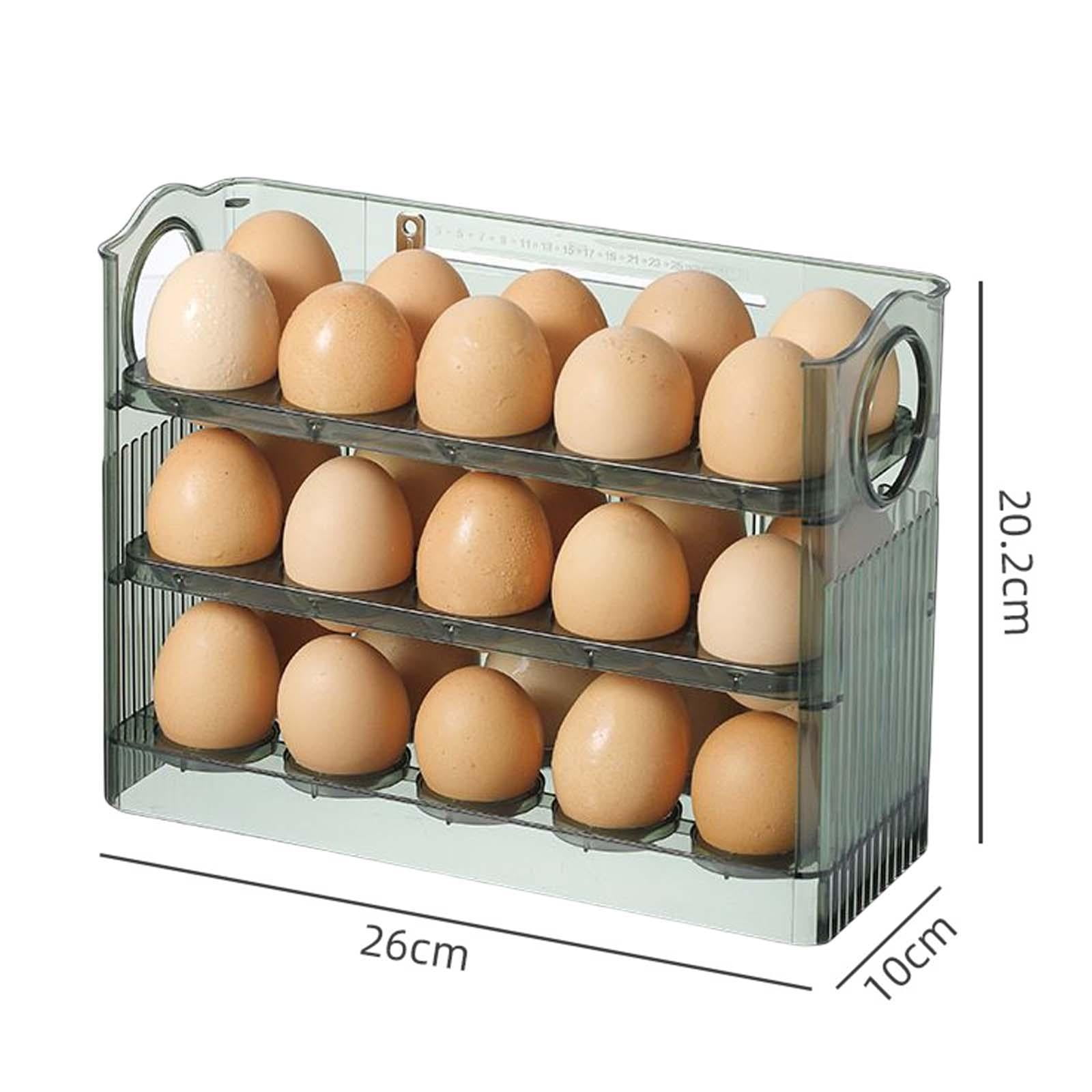 3 Layer Egg Storage Container,Egg Fresh Storage Box,Egg Holder Egg Tray for Kitchen Countertop Green