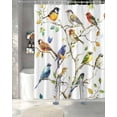 thumbnail image 3 of Split Shower Curtain for Transfer Bench, Bird Leaf Fabric Shower Curtains for Bathroom, Spring Summer Tree Branch Farmhouse Retro Tub Sliding Transfer Bench Waterproof Bath Curtains 72"x96", 3 of 9