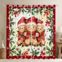 jejeloiu Merry Christmas Curtains Pack of 2 (42x84 Each),Snowmen Cookie Dessert Curtains Blackout,Red Bow Bowtie Bedroom Curtains For Teens,Luxury Bedroom Decor