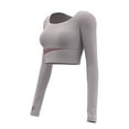 thumbnail image 2 of Wlynlyn Workout Crop Tops for Women Long Sleeve Athletic Shirts Cut out Front Gym Running Yoga Tights Top, 2 of 5