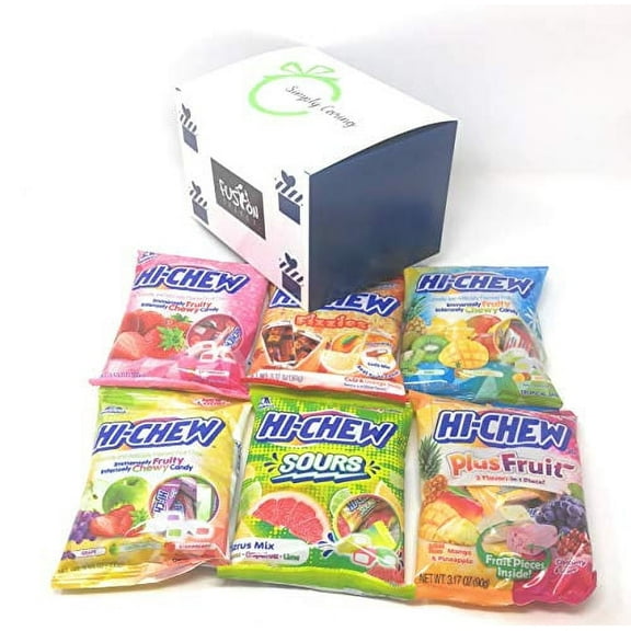 NineChef Bundle - HiChew Hi-Chew Candy 6 Flavor Variety Pack Bundle (Tropical Mix Sours Fizzies Fruits Plus Strawberry Original Mix)   1 NineChef ChopStick